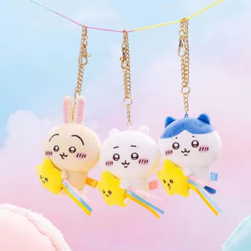Three types of Chiikawa, Hachiware, Usagi Star Plush Keychain - Chiikawa Merch
