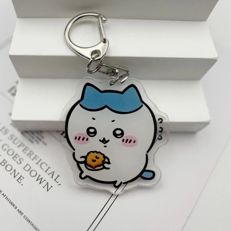 Chiikawa Hachiware Holding Food Acrylic Keychain - Chiikawa Merch